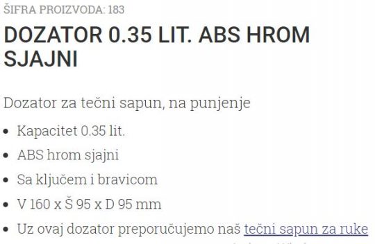 DOZATOR 0.35L ABS HROM-DIM 183