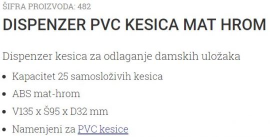 DRZAC PVC KESICA MAT-HROM 482