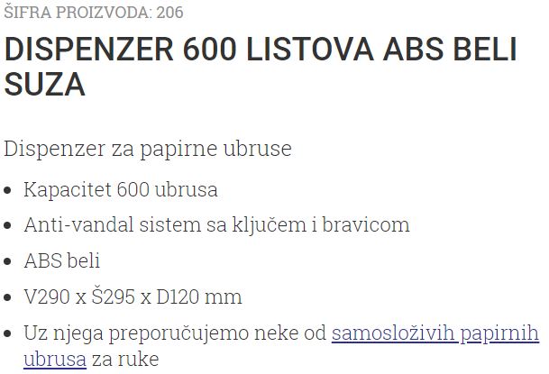 DISPANZER 600 ABS BELI-SUZA 206
